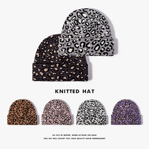 Berretto In Maglia Con Stampa Leopardata Inverno Caldo Ispessito Jacquard Esterno Berretto Per Donna Uomo