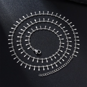 Minimalist Stainless Steel Necklace Geometric Small Feet Bell Box Chain Knot Link Clavicle Jewelry For Women Men