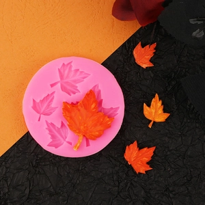 Pink maple leaf silicone mold for cake fondant and DIY resin crafts decoration