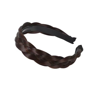 Braided fishtail headband for women in dark brown finish with natural hair texture