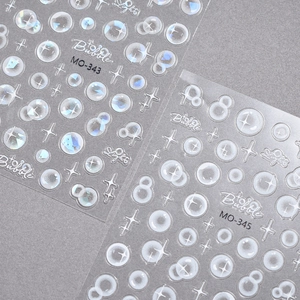 3D bubble and star nail stickers MO-343 and MO-345 with holographic shell effect