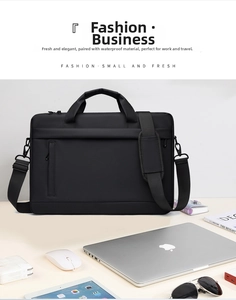 Waterproof 15-inch business laptop bag with detachable shoulder strap and thick handles