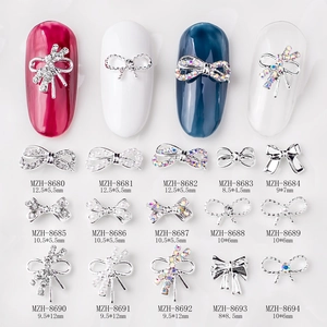 Nail Art Bowknot Charms 3D Alloy Rhinestone Artificial Pearl Manicure DIY Decoration Luxury Elegant Jewelry Accessories