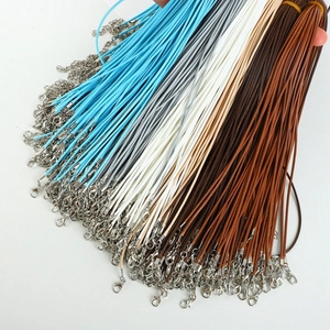 Colorful waxed cord necklaces with metal clasps for DIY jewelry making pendants
