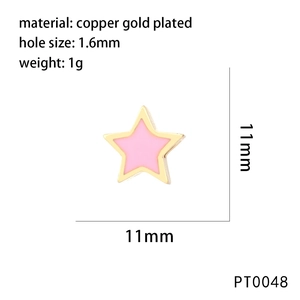 Pink star-shaped gold-plated copper bead detail with 1.6mm hole for DIY jewelry making