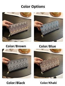 Detailed color selection for women long zipper wallets with stylish zigzag patterns