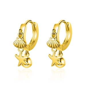 Ocean Theme Starfish Seashell Hoop Earrings With 925 Sterling Silver Earring Post Gold Silver Plated Jewelry For Women