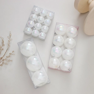 Iridescent Christmas ball ornament set in various sizes for festive tree decoration