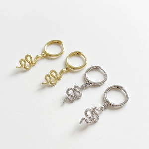 Snake Hoop Earrings 925 Sterling Silver Irregular Wrinkle Texture Gothic Punk Style Animal Drop Jewelry For Women
