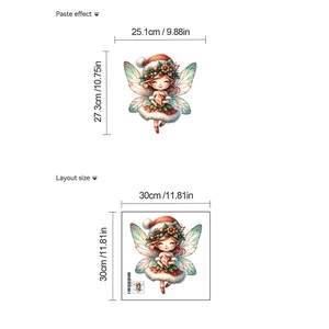 Detailed dimensions and layout size of the cartoon Christmas fairy wall sticker