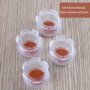 Transparent silicone chair leg protectors with felt pads for silent floor protection