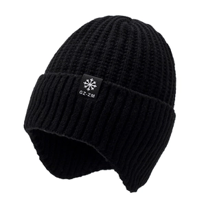 Bonnet en tricot d'hiver pour hommes avec protège-oreilles et doublure polaire