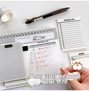 Translucent PET sticky notes and monthly planner for minimal planning and note-taking