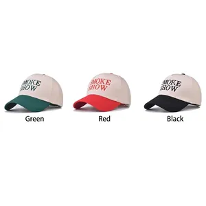 Casquettes de baseball en coton brodées SMOKE SHOW en vert, rouge et noir