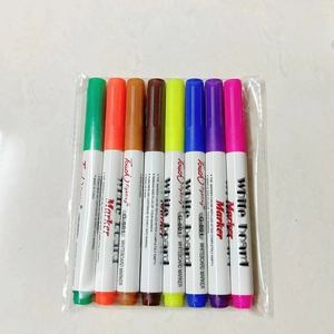 Detailed set of 8 colorful floating markers for magic water painting and whiteboard use