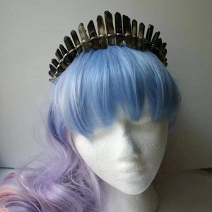 Gothic handmade crown featuring smoky brown natural quartz crystals on a black headband