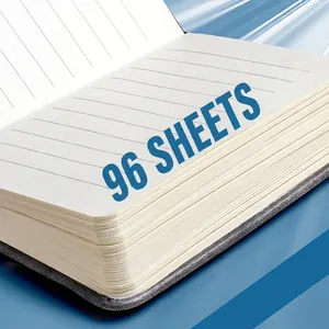 Minimalist A7 pocket notebook with 96 sheets of lined paper and grey faux leather cover