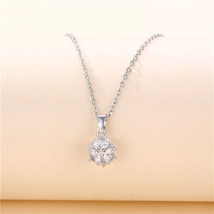 Minimalist titanium steel necklace with a hollow snowflake sphere and zircon pendant