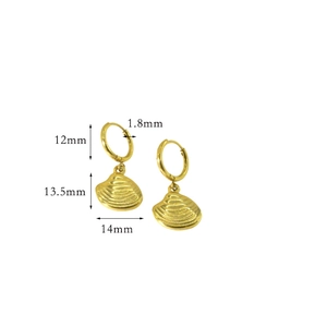 14K gold plated stainless steel hoop earrings featuring shell pendants and measurements