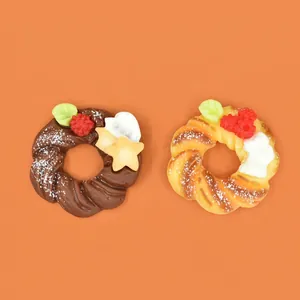 Miniature Donut Bread Charms Food Play Christmas Wreath Resin DIY Craft Accessories For Phone Case Decor Jewelry Making