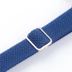Adjustable dark blue braided nylon strap for Samsung Galaxy Watch with polished slider