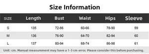 Detailed size chart for mesh patchwork slim fit midi dress in S, M, L sizes