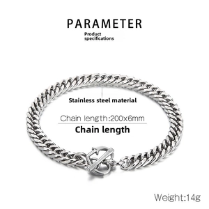 Détail du bracelet gourmette en acier inoxydable de 6mm avec fermoir à bascule et longueur 200mm