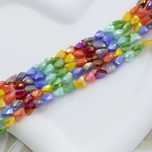 Colorful faceted triangle crystal glass loose beads for DIY jewelry and necklaces