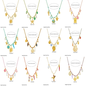 Bohemian stainless steel sea animal necklaces with starfish and shell charms set