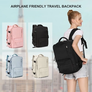 Airplane friendly travel backpack in multiple colors with spacious compartments for women