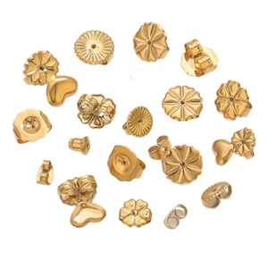 Golden stainless steel earring backs assortment in butterfly and flower shapes