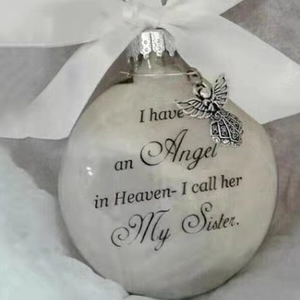 Angel in Heaven memorial ornament with silver pendant and My Sister message