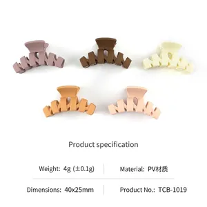 Five matte Morandi colored hair claw clips made of durable PV material in 40x25mm size
