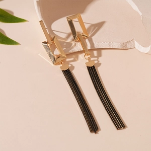 Orecchini Con Nappa Asimmetrici Rettangolari Geometrici Con Perno In Argento Rame Metallo Gioielli Eleganti Per Donna