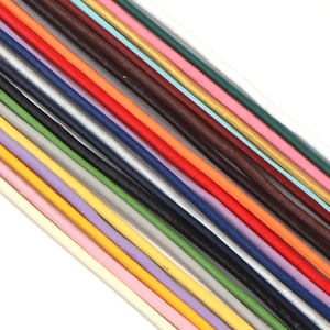 Colorful round genuine leather cords for DIY jewelry making in multiple vibrant colors