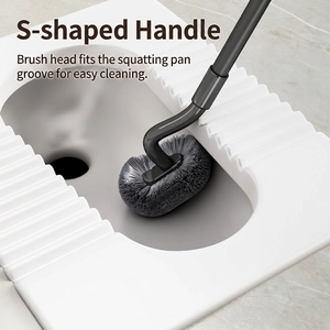 S-Shaped Toilet Brush Extendable Long Handle Stainless Steel For Bathroom Deep Cleaning Squat Toilet Dead Corner