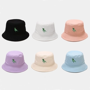 Bucket Hat Cotton Frog Embroidery Cute Japanese Style Sun Protection Summer Outdoor Streetwear For Women Men