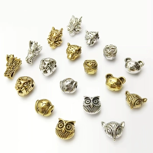 Animal Head Spacer Beads Alloy Vintage Antique Gold Silver For DIY Bracelet Jewelry Making Charms Accessories