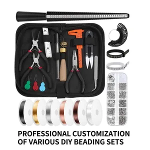 Complete jewelry making kit with pliers, wire, and accessories in a zipper storage bag