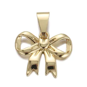 Polished 18K gold-plated butterfly pendant with triangular bail for jewelry making