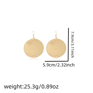 Detailed size measurement of large golden textured heart earrings with product dimensions