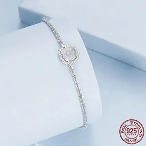 S925 sterling silver bracelet featuring a UV color-changing rose with crystal accents