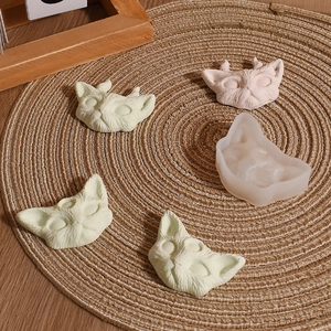 Silicone mold for resin demon cat pendants showing clear fur textures and small horns