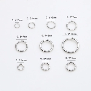 Macro view of silver jump rings in various sizes for DIY jewelry making and craft projects
