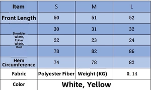 Detailed size chart for women's knit tank top with measurements in S, M, and L sizes