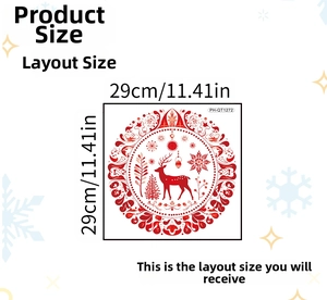 Christmas reindeer wall sticker decal showing layout dimensions of 29cm x 29cm PH-QT1272