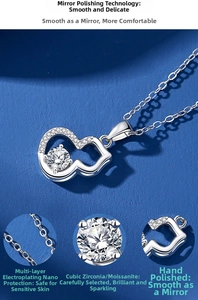 Detailed view of S925 silver gourd necklace with moissanite and nano-plating layers