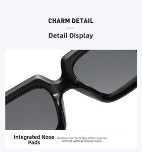 Primer plano de las almohadillas nasales integradas en estas gafas de sol negras cuadradas