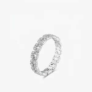 Bague En Argent Sterling 925 Avec Oxyde De Zirconium Design Géométrique Évidé Infini Bijoux Élégants Pour Femmes