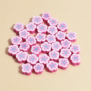 Mélange de perles fleurs en pâte polymère 10mm rose et violet pour création bijoux
